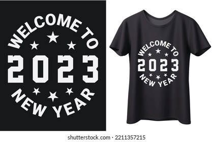 New year 2023, Typography, Unique, Vector design template.