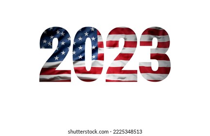 new year 2023 usa flag illustration