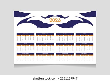 Nuevo año 2023 diseño de calendario vectorial. también se puede decir, diseño de plantilla de calendario para el año nuevo 2023 para oficina.