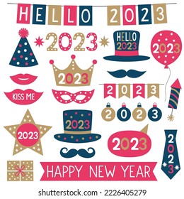 New Year 2023 vector party collection