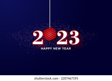 new year 2023 vector with red hanging ball
