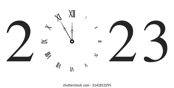 New Year 2023, Wall clock vector illustration
