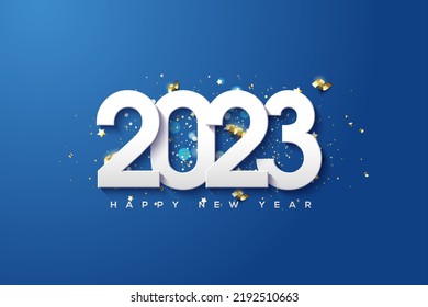 año nuevo 2023 con números blancos sobre fondo azul