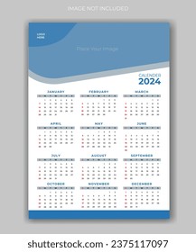 new year 2024 1 page wall calendar