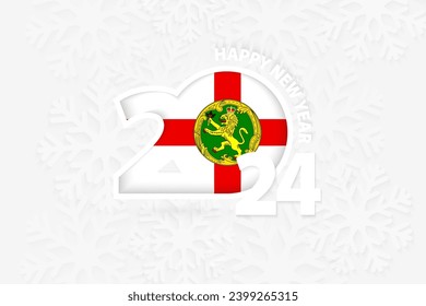 New Year 2024 for Alderney on snowflake background. Greeting Alderney with new 2024 year.