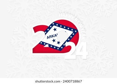 New Year 2024 for Arkansas on snowflake background. Greeting Arkansas with new 2024 year.