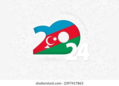 New Year 2024 for Azerbaijan on snowflake background. Greeting Azerbaijan with new 2024 year.
