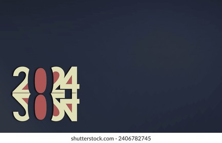 New Year 2024 background. 3D illustration. New Year concept background bluen navy for greeting cards