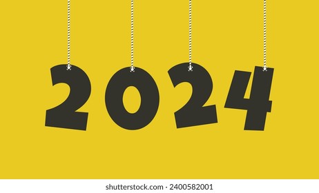 New Year 2024 Background. Numbers hanging on a string. Suitable for media promotion at Christmas and New Year.