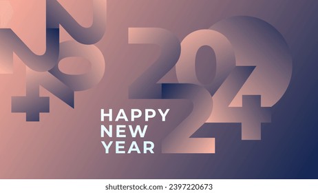 NEW YEAR 2024 BANNER CELEBRATION ABSTRACT BACKGROUND MODERN GRADIENT COLOR DESIGN. NEW YEAR GREETINGS AND INVITATIONS SIMPLE VECTOR