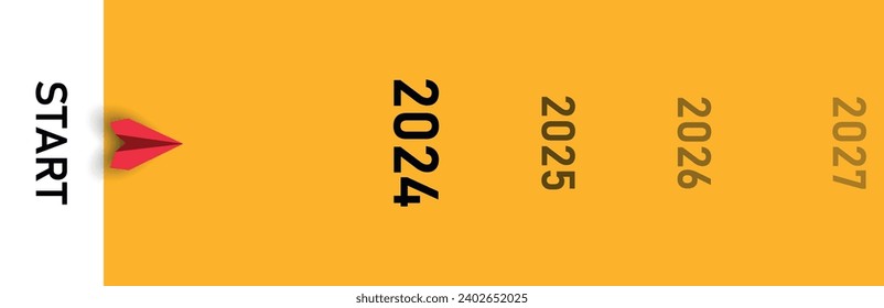 New year 2024 is the beginning of success.
The red plane is preparing for the new year.
Idea of ​​challenge, career and change.