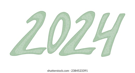 año nuevo 2024 letras brillantes fuente festiva verde. imagen de doodle en vector de existencias
