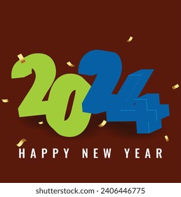 New Year 2024 calendar header numbers on colorful background made of different color brush strokes. Vector illustration. Greeting card template. 
