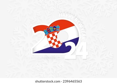 New Year 2024 for Croatia on snowflake background. Greeting Croatia with new 2024 year.