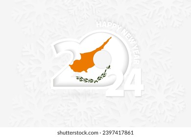 New Year 2024 for Cyprus on snowflake background. Greeting Cyprus with new 2024 year.