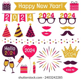 New Year 2024 design elements, vector set