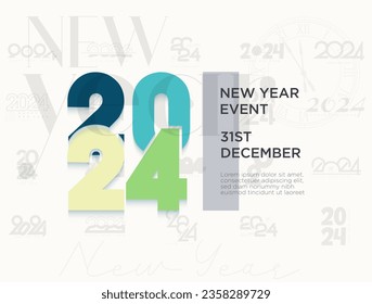 Diseño de Año Nuevo 2024. Con números únicos y modernos. Diseño portador Premium feliz del año 2024 para afiches, banners, calendarios y más.