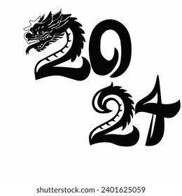 New Year 2024, year of the dragon, 2024 vector illustrations