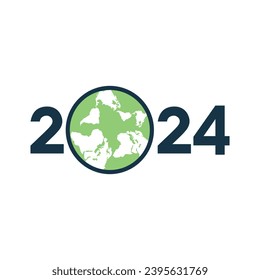 New Year 2024 with Earth globe concept. 