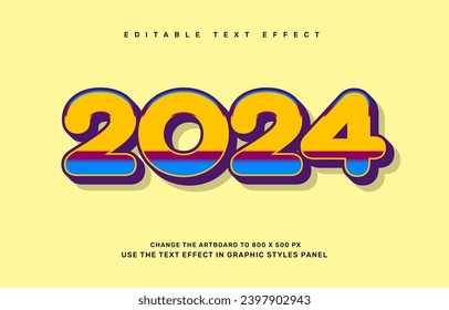 New year 2024 editable text effect template