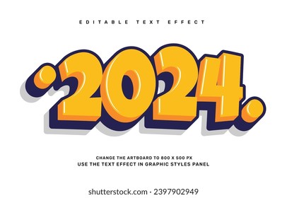 New year 2024 editable text effect template