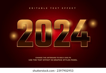 New year 2024 editable text effect template