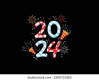 New Year 2024 in Flat Design Vector