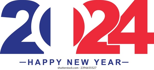 The New Year 2024 With The France Flag And Symbol, 2024 Happy New Year France Logo Text Design FR, It Can Use The Calendar, Tshirt Design, Wish Card, Poster, Banner, Print and Digital Media, Vector