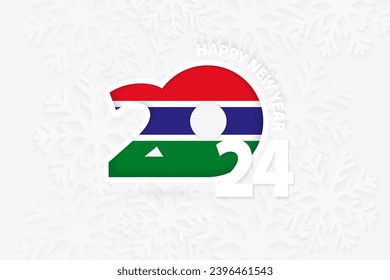 New Year 2024 for Gambia on snowflake background. Greeting Gambia with new 2024 year.