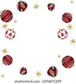 New Year 2024, gold background and clock with Christmas balls