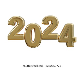 New year 2024 golden text effect 3d render