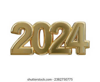 New year 2024 golden text effect 3d render