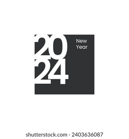 New Year 2024 greeting card banner brochure flayer minimalist elegant design isolated solid color