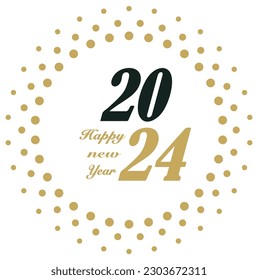 New Year 2024 greetings vector. Abstract Firework circle frame. Isolated Background.
Ornament in gold and black for background, wall paper, invitation, calendar, greeting cards etc.