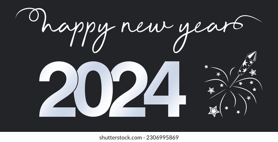 New Year 2024 greetings vector. Abstract Firework. Isolated Background.
New Year eve Ornament in white, black and blue for background, wall paper, invitation, calendar, greeting cards etc.