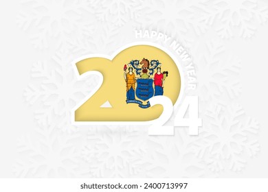 New Year 2024 for New Jersey on snowflake background. Greeting New Jersey with new 2024 year.