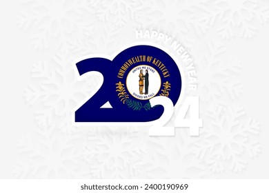 New Year 2024 for Kentucky on snowflake background. Greeting Kentucky with new 2024 year.