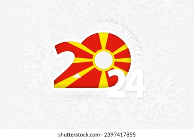 New Year 2024 for Macedonia on snowflake background. Greeting Macedonia with new 2024 year.