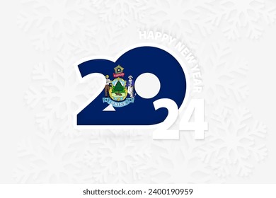 New Year 2024 for Maine on snowflake background. Greeting Maine with new 2024 year.