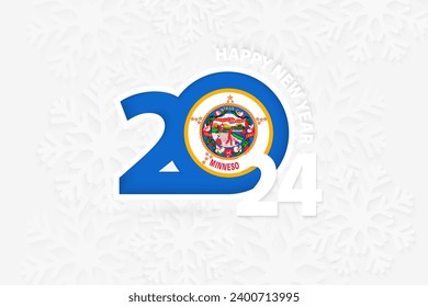 New Year 2024 for Minnesota on snowflake background. Greeting Minnesota with new 2024 year.