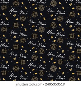 New year 2024 pattern with black background