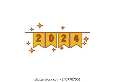 New Year 2024 Pennant Sticker Design