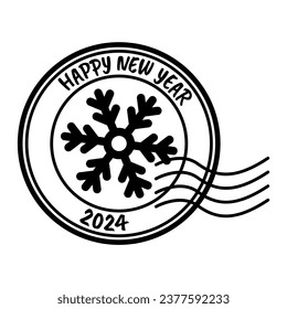 New Year 2024 postage stamp for letter isolated on white