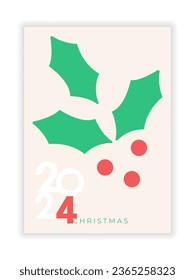 New year 2024 poster. Creative colorful number 2024. Happy New Year greetings card. Colorful design. Minimalistic design background. Vector template