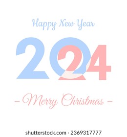 New year 2024 poster. Creative colorful number 2024. Happy New Year greetings card. Colorful design. Minimalistic design background. Vector template