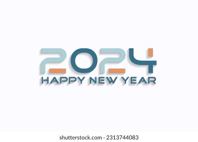  año nuevo 2024 con concepto de celebración retro 3d, año nuevo 2024