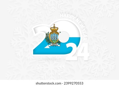 New Year 2024 for San Marino on snowflake background. Greeting San Marino with new 2024 year.