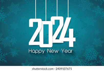 new year 2024 with shiny sparkle abstract gradient blue background design