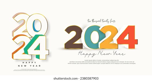 new year 2024. with a simple, elegant concept and soft colors. number logo for 2024 new year calendar. 2024 new year vector design.