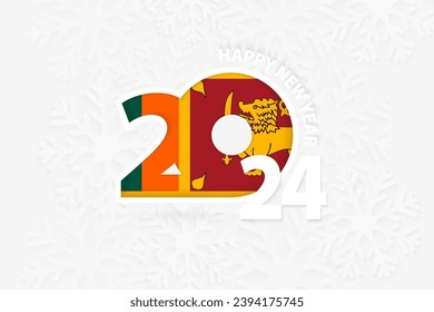 New Year 2024 for Sri Lanka on snowflake background. Greeting Sri Lanka with new 2024 year.